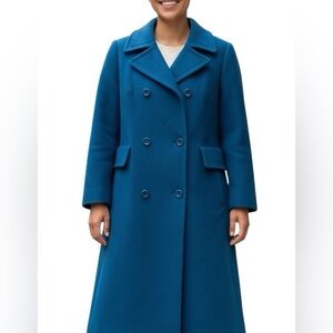 Wonderfit By Kamil Vintage 100% Wool Teal Blue Double Breasted Coat Size XS/S